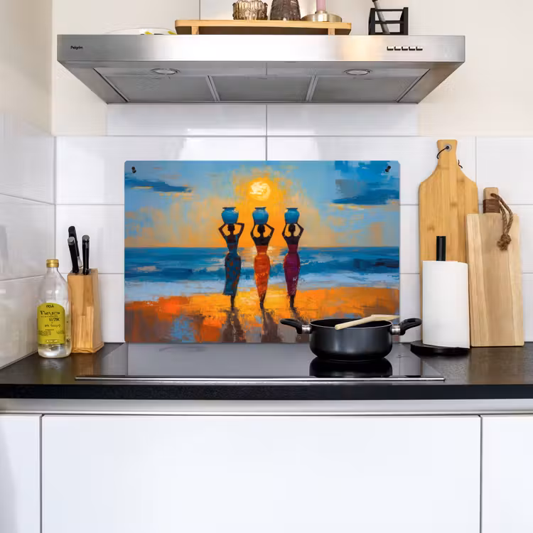 Vrouwen - Strand - Zondsondergang Inductie beschemer met haakjes klein -sfeer2