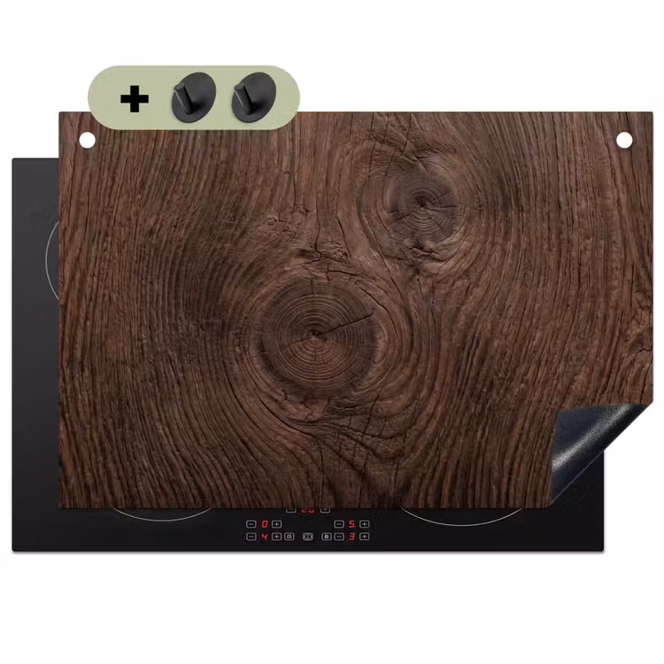 Houtnerf - Textuur - Patroon - Bruin - Rustiek Inductie beschemer met haakjes klein -3d