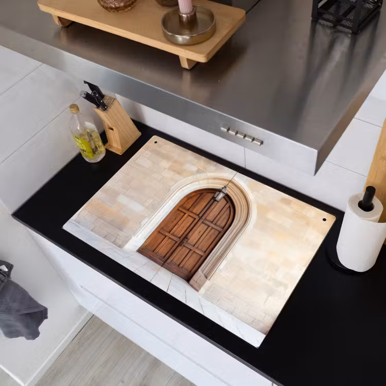 Houten - Deur - Lantaarn Inductie beschemer met haakjes klein -sfeer1