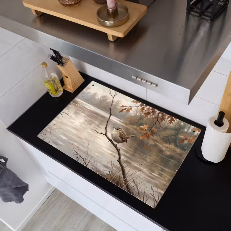 Winterkoninkje - Tak - Rivier - Natuur - Sfeervol Inductie beschemer met haakjes klein -sfeer1