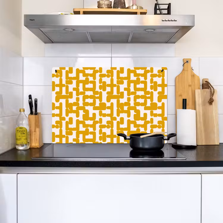 Geel - Beige - Patroon Inductie beschemer met haakjes klein 777 -sfeer2