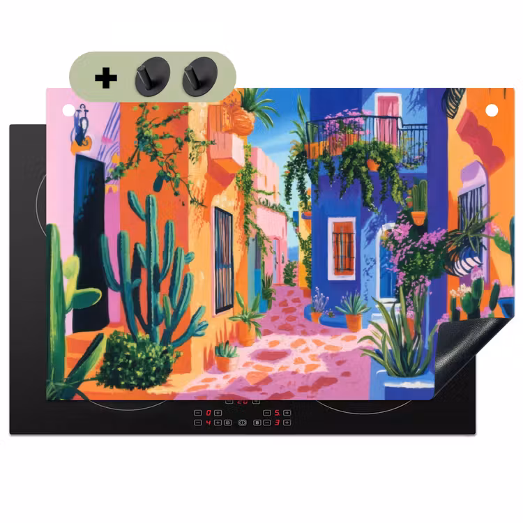 Geel - Blauw - Oranje - Huis Inductie beschemer met haakjes klein -3d