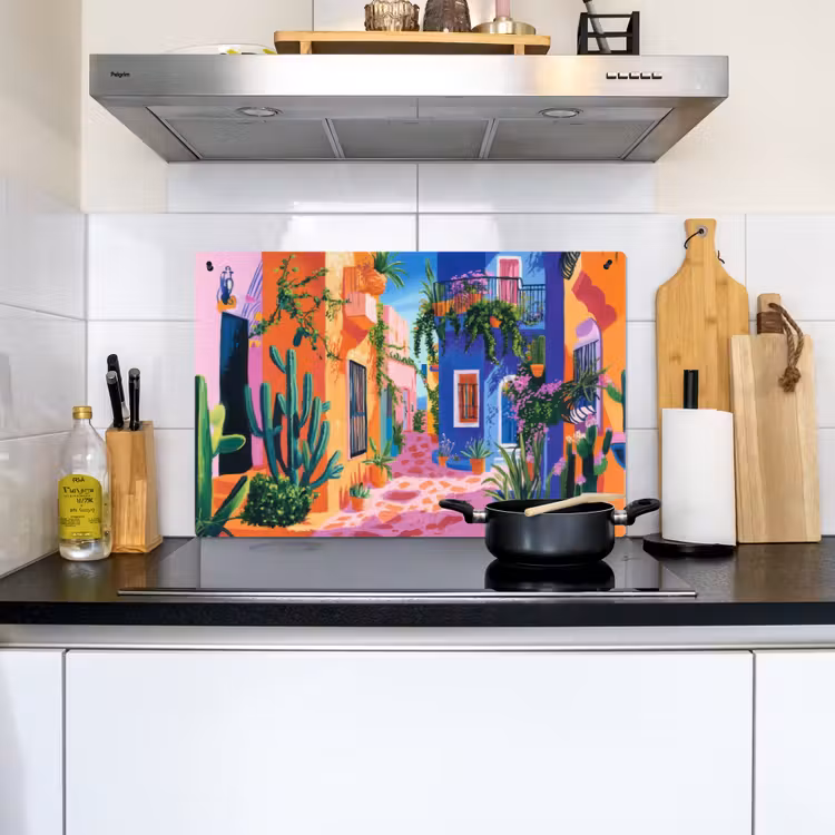Geel - Blauw - Oranje - Huis Inductie beschemer met haakjes klein -sfeer2