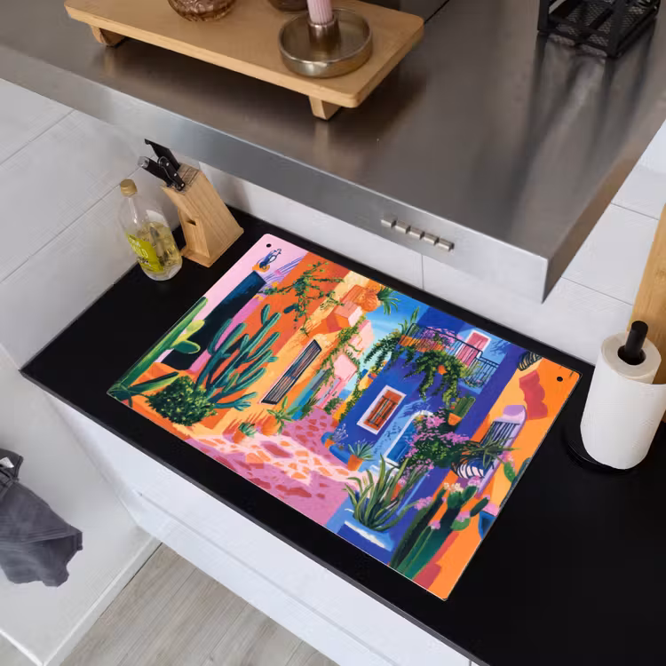 Geel - Blauw - Oranje - Huis Inductie beschemer met haakjes klein -sfeer1