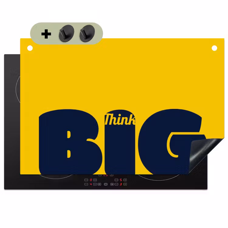 Geel - Think big - Grafisch Inductie beschemer met haakjes klein -3d