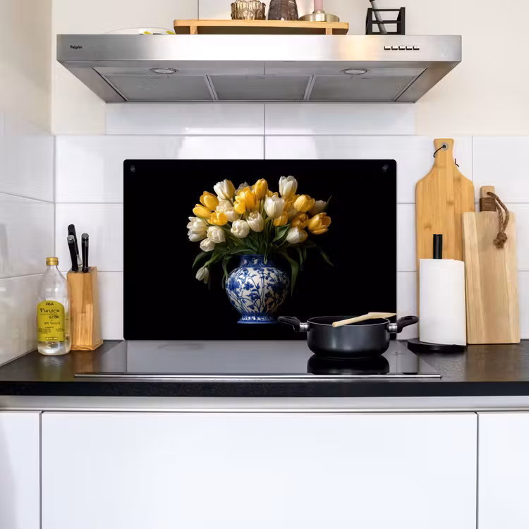 Geel - Tulpen - Vaas - Bloemen Inductie beschemer met haakjes klein -sfeer2