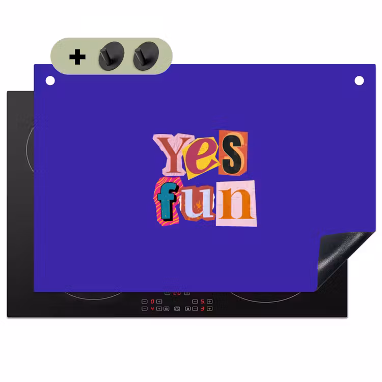 Yes fun - Kleurrijk - Collage-stijl Inductie beschemer met haakjes klein -3d