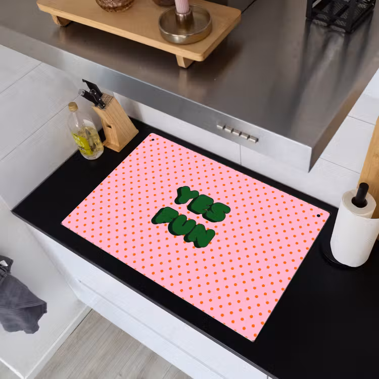 Yes fun - Groen - Roze - Stippen Inductie beschemer met haakjes klein -sfeer1