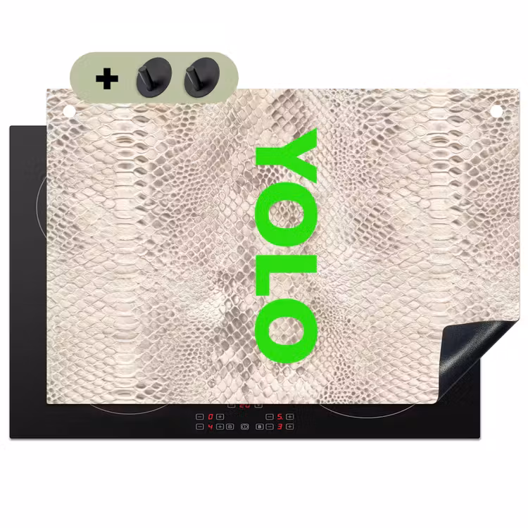 YOLO - Groen - Neon - Slangenprnt Inductie beschemer met haakjes klein -3d