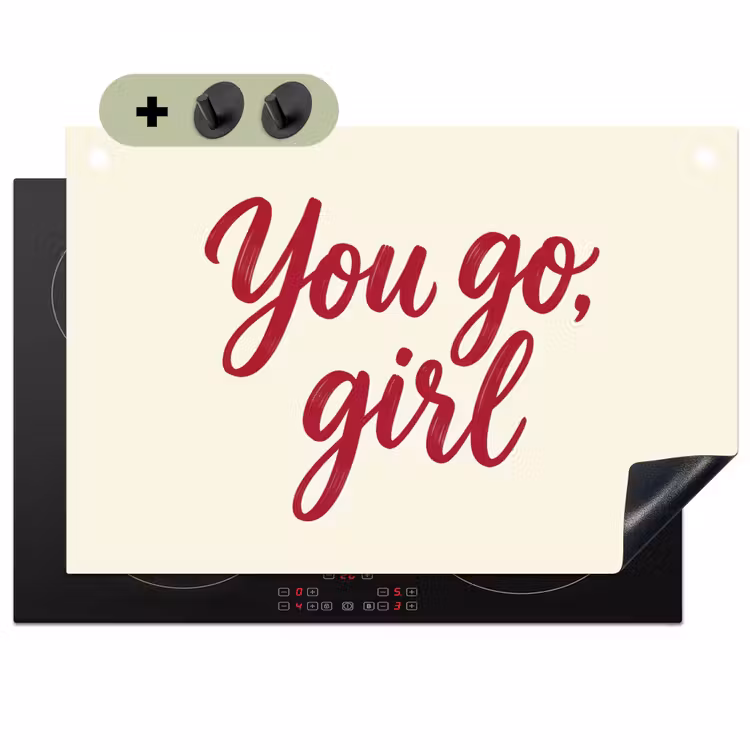 you go girl - Rood - Wit Inductie beschemer met haakjes klein -3d