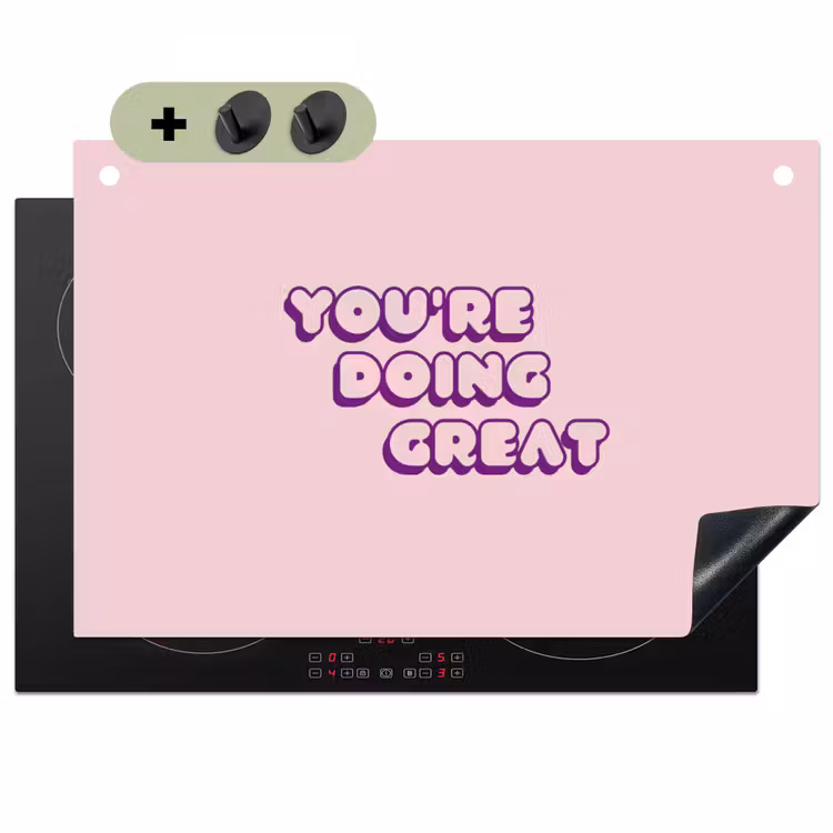 You're doing great - Roze - Bubble letters Inductie beschemer met haakjes klein -3d