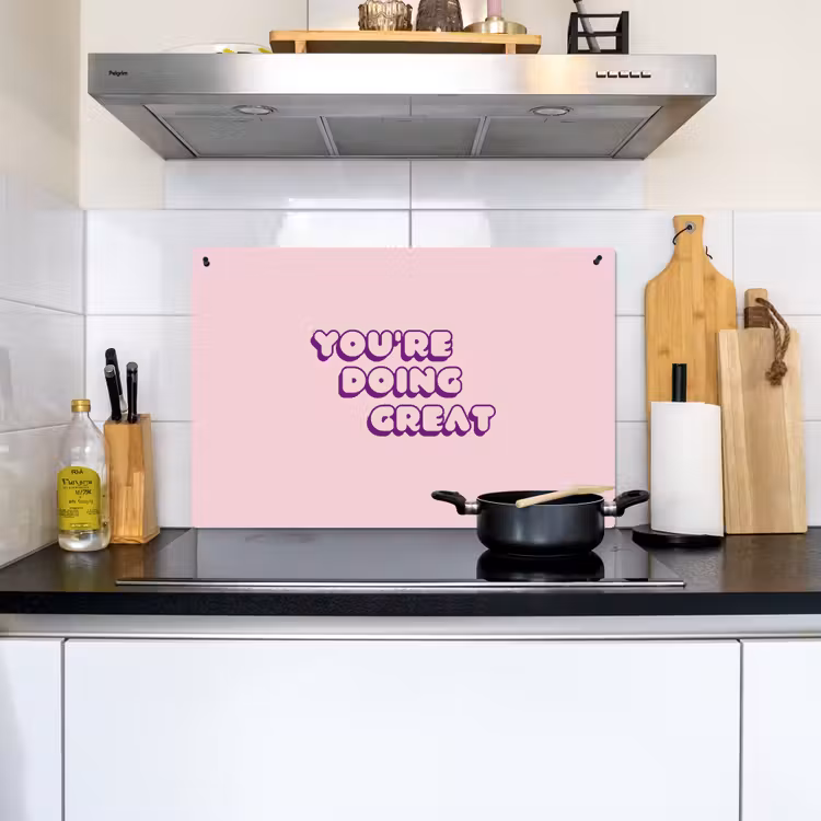 You're doing great - Roze - Bubble letters Inductie beschemer met haakjes klein -sfeer2
