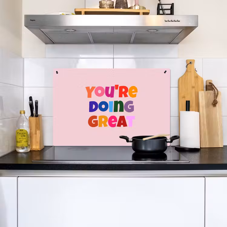 You're doing great - Roze - Kleurrijk Inductie beschemer met haakjes klein -sfeer2