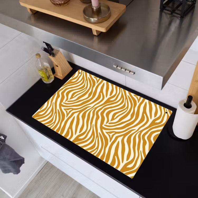 Zebra - Klassiek - Oker - Geel Inductie beschemer met haakjes klein 777 -sfeer1