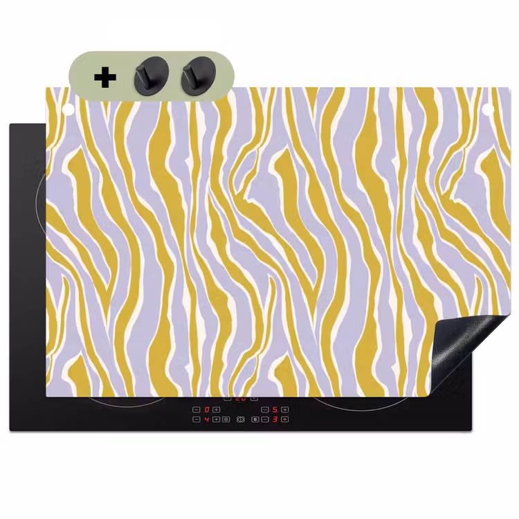Zebra - Modern - Meerkleurig Inductie beschemer met haakjes klein 777 -3d