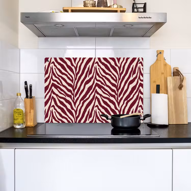 Zebra - Motief - Bordeaux - Rood Inductie beschemer met haakjes klein 777 -sfeer2