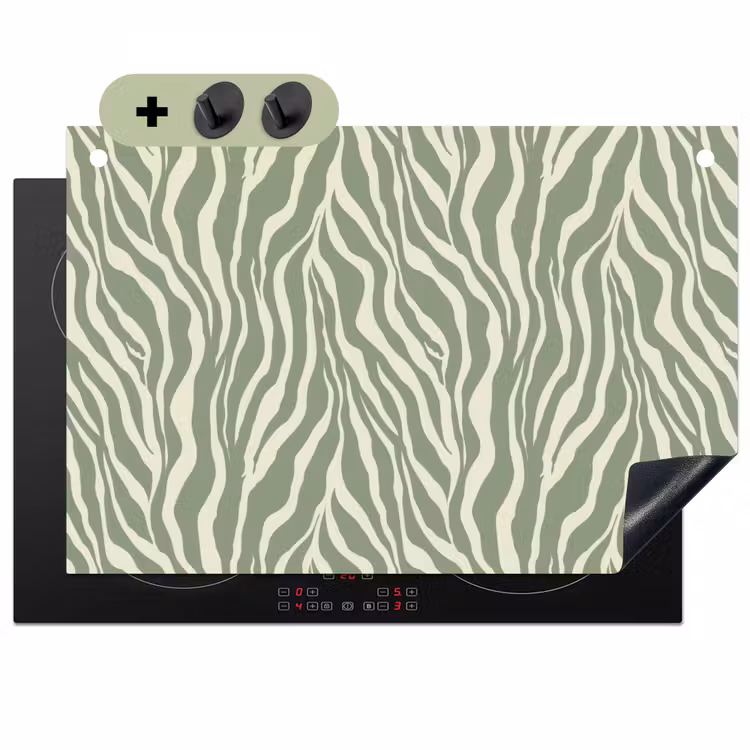 Zebra - Motief - Groen Inductie beschemer met haakjes klein 777 -3d