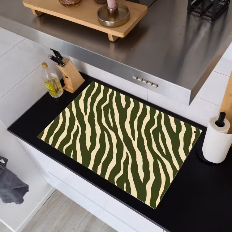 Zebra - Patroon - Groen Inductie beschemer met haakjes klein 777 -sfeer1