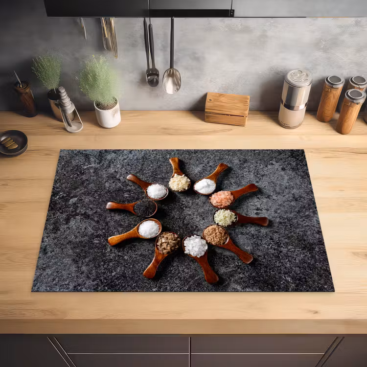 Lepel - Kruiden - Specerijen - Keuken - Industrieel Inductie beschermer vinyl 3mm klein -sfeer5
