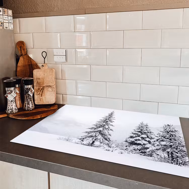 Fijnsparren - Sneeuw - Winter - Landschap - Stilte Inductie beschermer vinyl 3mm klein -sfeer3