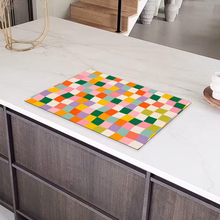 Vierkanten - Kleurrijk - Golvend Inductie beschermer vinyl 3mm klein -sfeer8