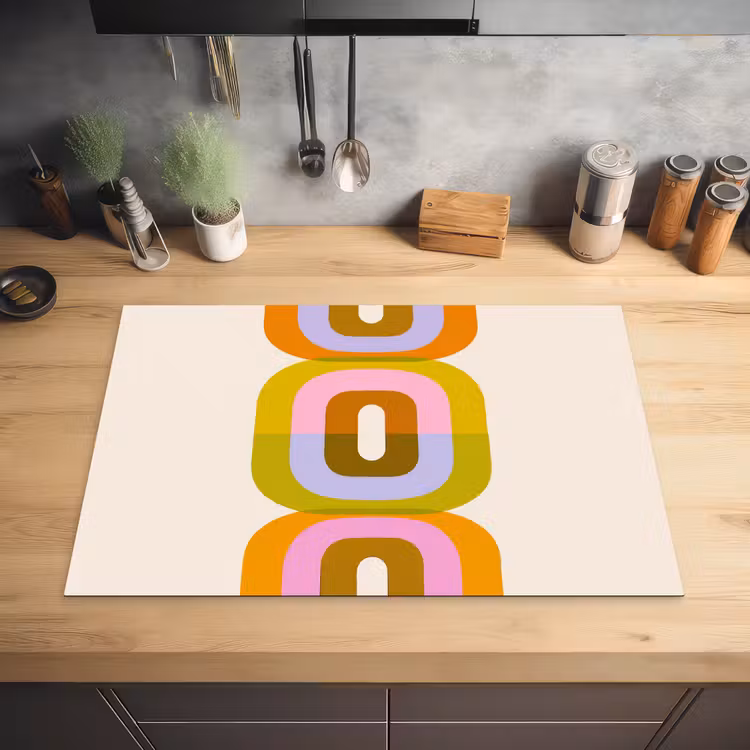 Stapel - Vormen - Geblokt - Oranje Inductie beschermer vinyl 3mm klein -sfeer5