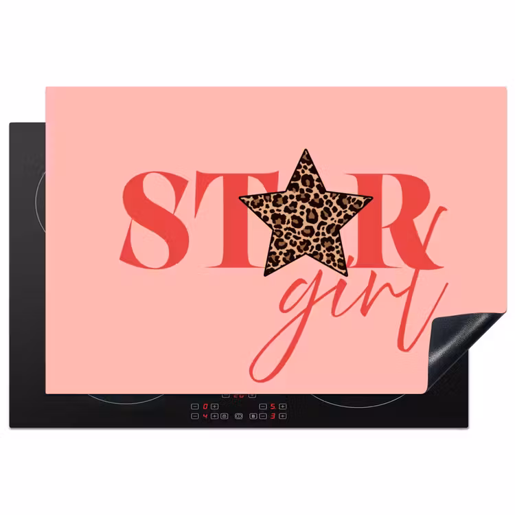 Star girl - Roze - Panter - Ster Inductie beschermer vinyl 3mm klein -3d
