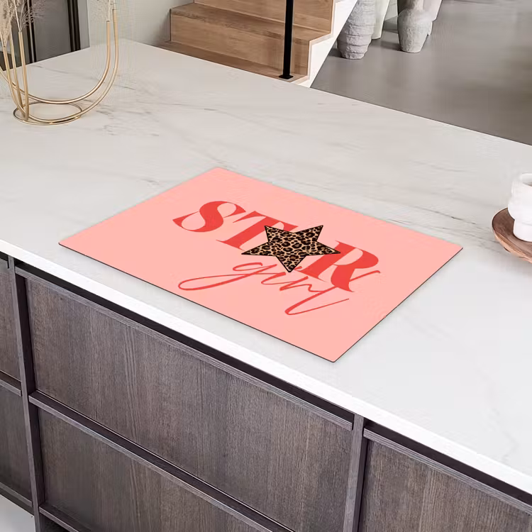 Star girl - Roze - Panter - Ster Inductie beschermer vinyl 3mm klein -sfeer8