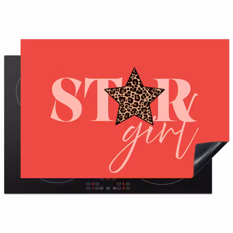 Star girl - Rood - Panter - Ster Inductie beschermer vinyl 3mm klein -3d