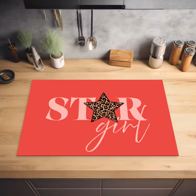 Star girl - Rood - Panter - Ster Inductie beschermer vinyl 3mm klein -sfeer5