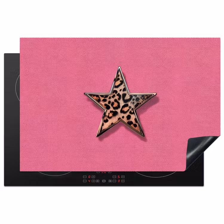 Ster - Luipaard - Print - Roze Inductie beschermer vinyl 3mm klein -3d
