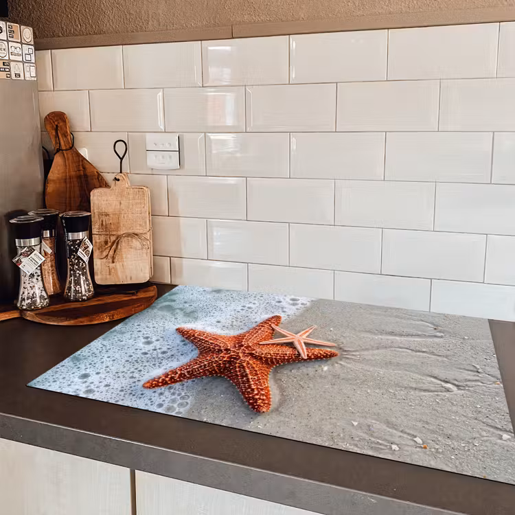Zeester - Strand - Zee Inductie beschermer vinyl 3mm klein -sfeer3