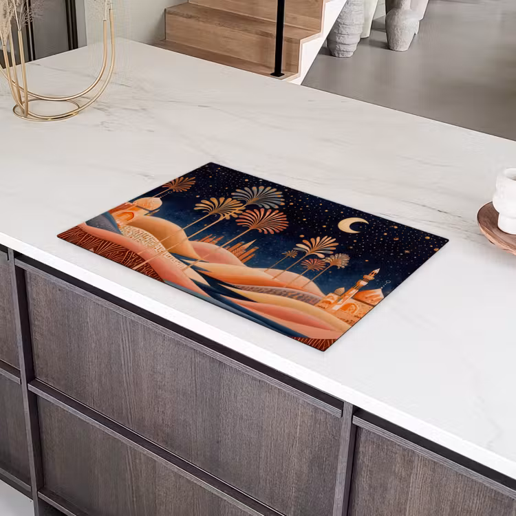 Sterrenhemel - Palmen - Rivier Inductie beschermer vinyl 3mm klein -sfeer8