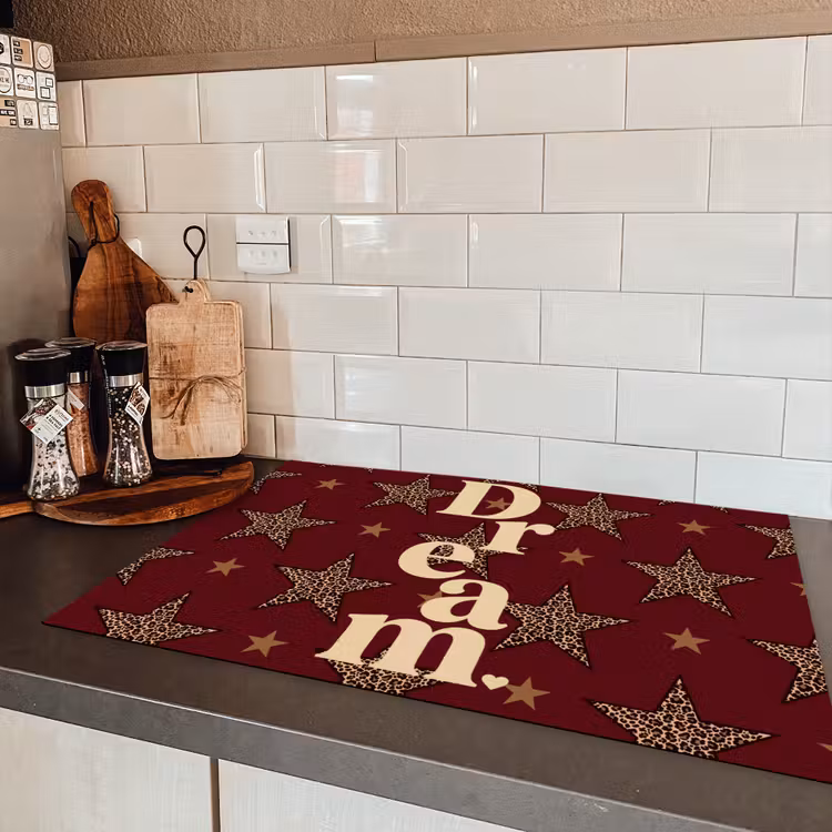 Sterren - Luipaardprint - Dream - Bordeaux Inductie beschermer vinyl 3mm klein -sfeer3
