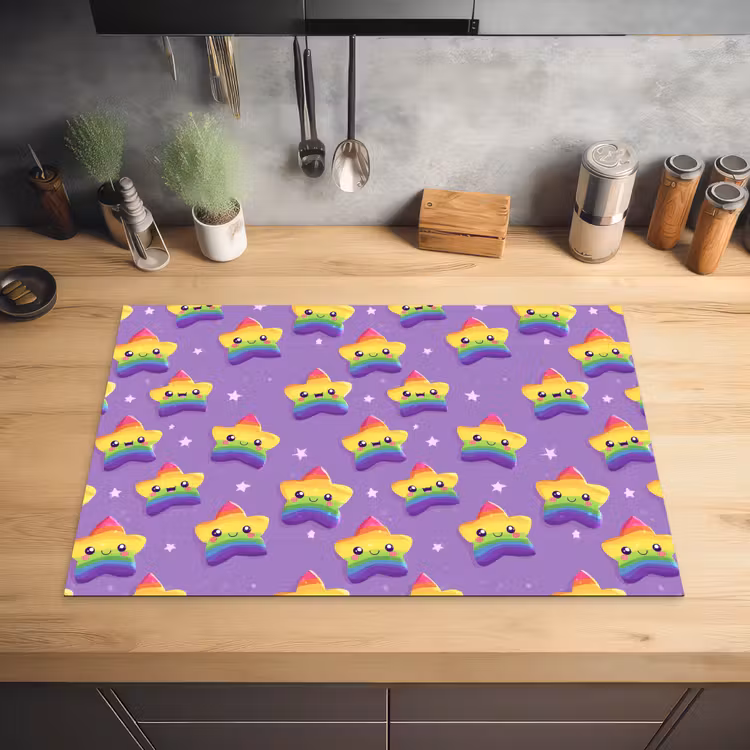 Sterren - Regenboog - Paars Inductie beschermer vinyl 3mm klein 276 -sfeer5