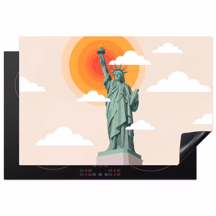 Vrijheidsbeeld - New York - Zon - Modern Inductie beschermer vinyl 3mm klein -3d