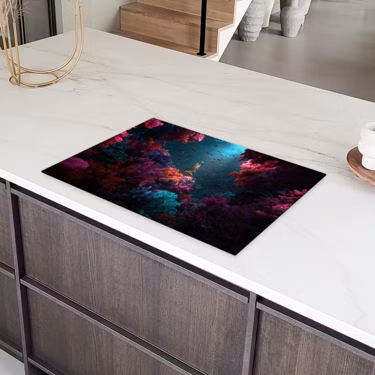 Standbeeld - Zeebodem - Koraal - Kleurrijk Inductie beschermer vinyl 3mm klein -sfeer8