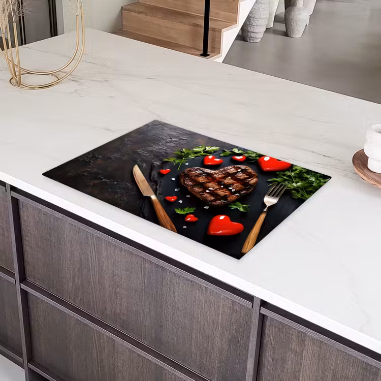 Steak - Hart - Bestek Inductie beschermer vinyl 3mm klein -sfeer8