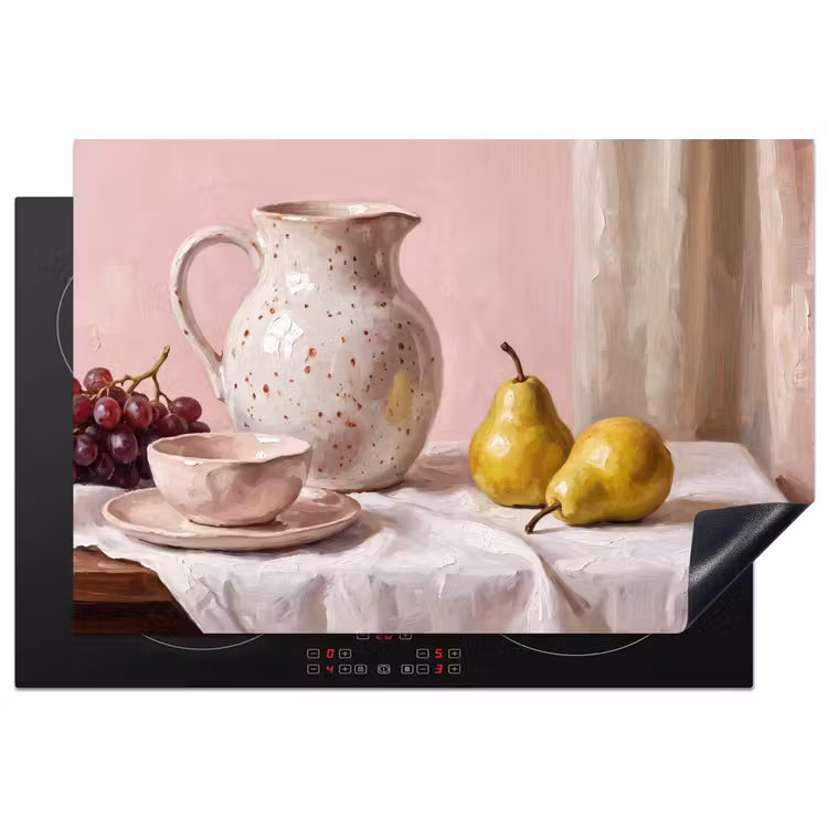 Induction Hob Cover - Still Life - Fruit - Pink - Stilleven - Fruit - Roze Inductie beschermer vinyl 3mm klein