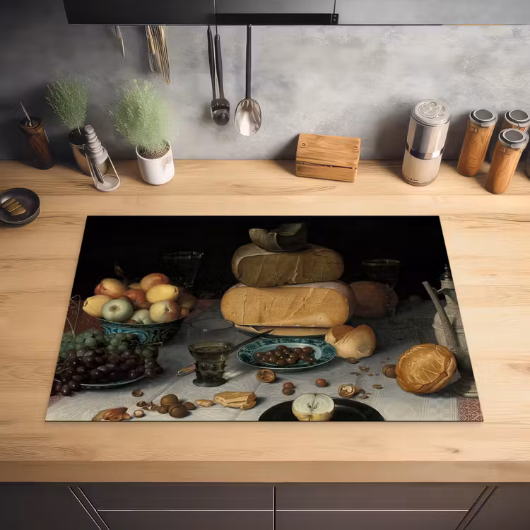 Stilleven met kazen - Schilderij van Floris Claesz. van Dijck Inductie beschermer vinyl 3mm klein -sfeer5