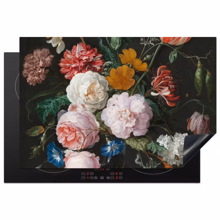 Stilleven met bloemen in een glazen vaas - Schilderij van Jan Davidsz. de Heem Inductie beschermer vinyl 3mm klein -3d