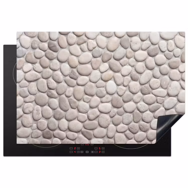 Steen - Kiezel - Natuur - Minimalistisch - Beige Inductie beschermer vinyl 3mm klein -3d