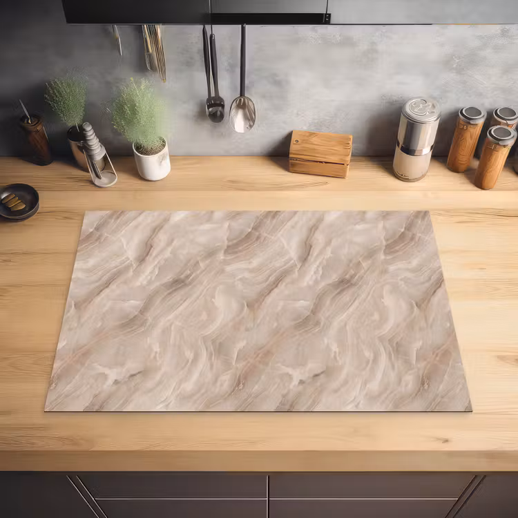 Steen - Golvend - Abstract - Beige Inductie beschermer vinyl 3mm klein -sfeer5