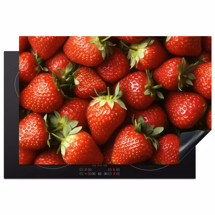 Aardbei - Fruit - Rood Inductie beschermer vinyl 3mm klein -3d