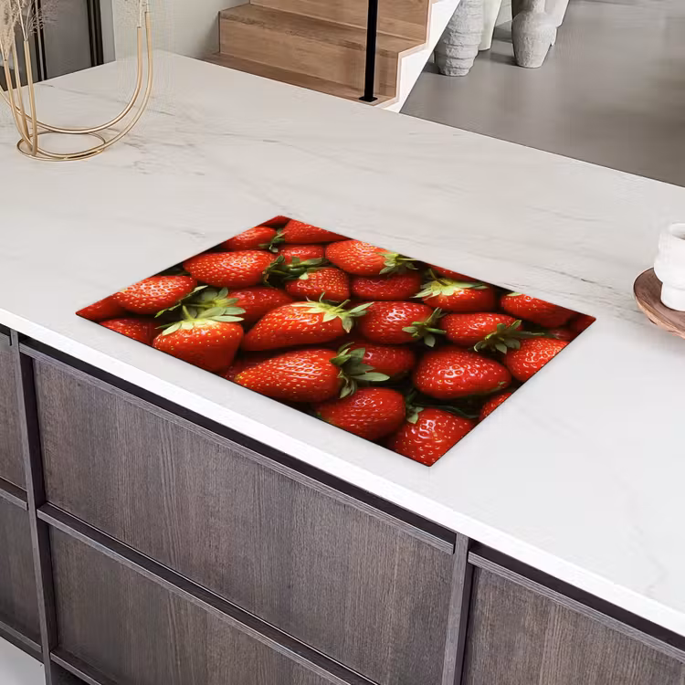 Aardbei - Fruit - Rood Inductie beschermer vinyl 3mm klein -sfeer8