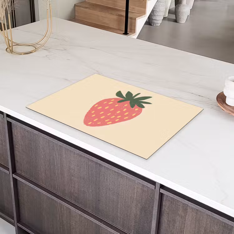 Aardbei - Minimalistisch - Rood - Fruit Inductie beschermer vinyl 3mm klein -sfeer8