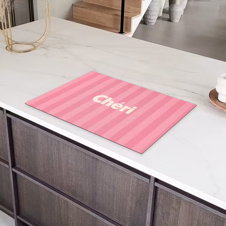 Gestreept - Roze - Chéri Inductie beschermer vinyl 3mm klein -sfeer8