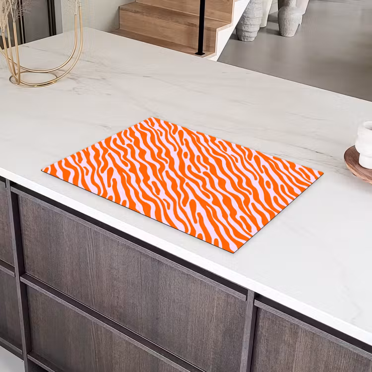 Strepen - Dynamisch - Oranje Inductie beschermer vinyl 3mm klein 276 -sfeer8