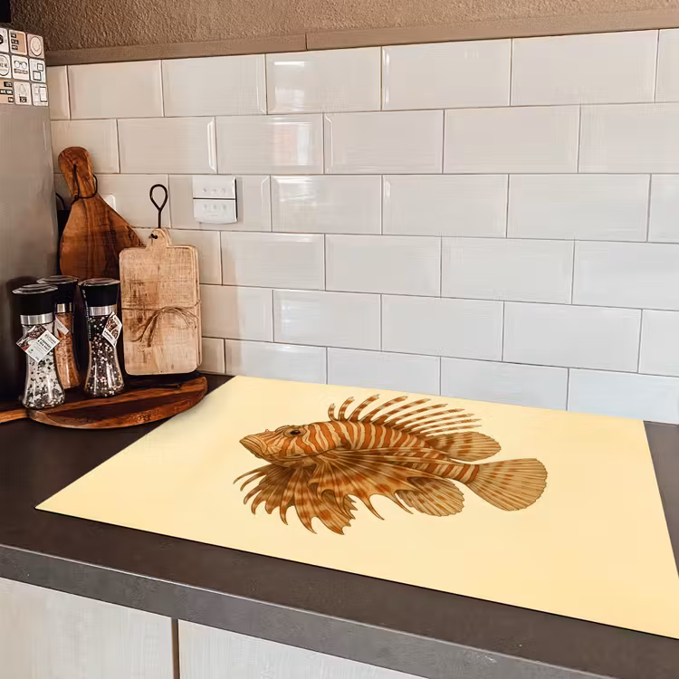 Strepen - Vis - Rond - Stekels Inductie beschermer vinyl 3mm klein -sfeer3