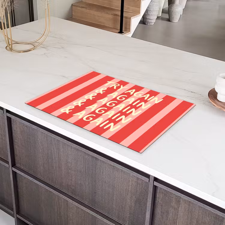 Strepen - Rood - Try again Inductie beschermer vinyl 3mm klein -sfeer8